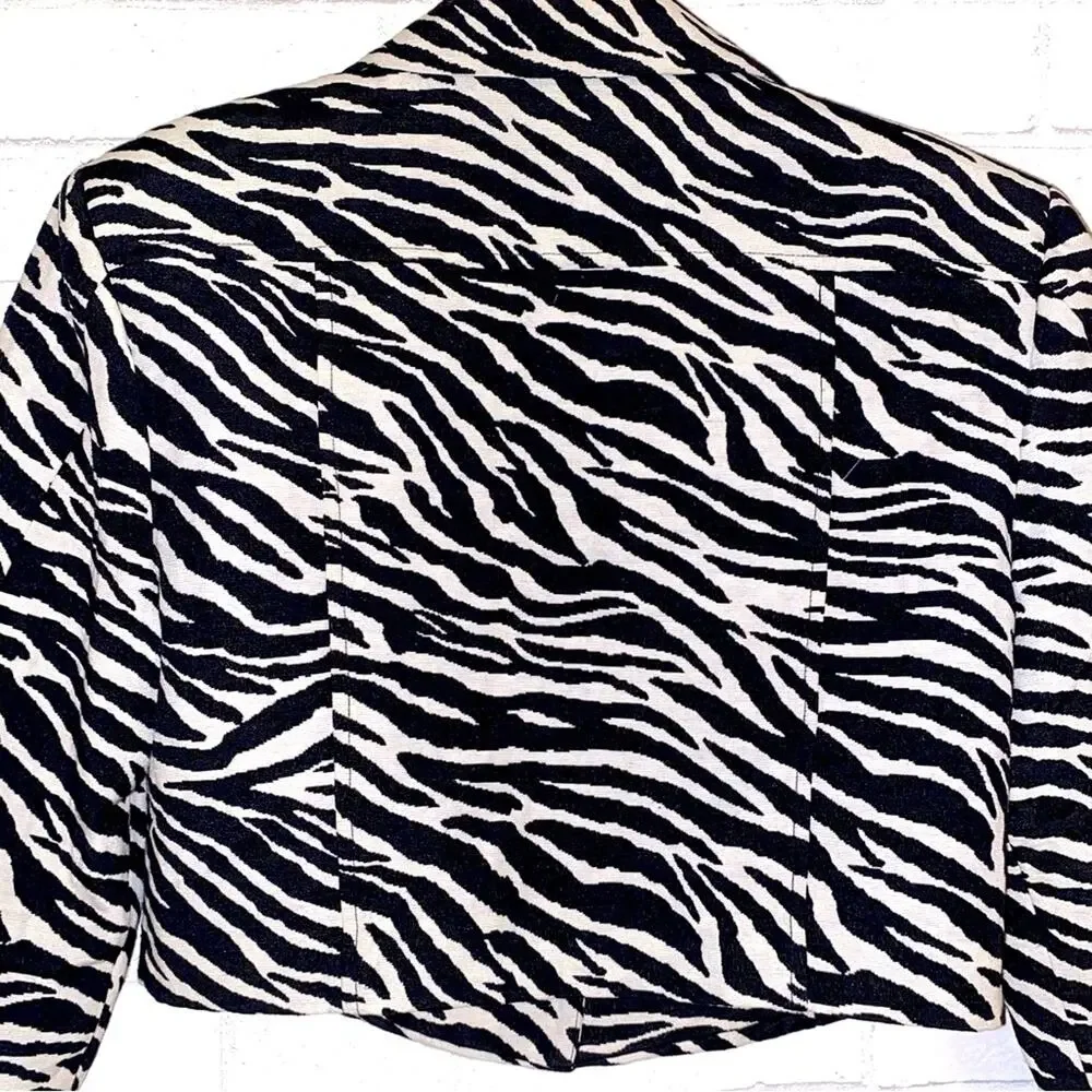 FOR LOVE & LEMONS $189 Josie Cropped Jacket in Zebra Small NWOT